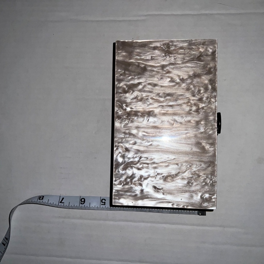 Pearl Pink Lucite Rectangular Evening Clutch Purse - image 3